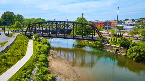 Bridge over river against sky