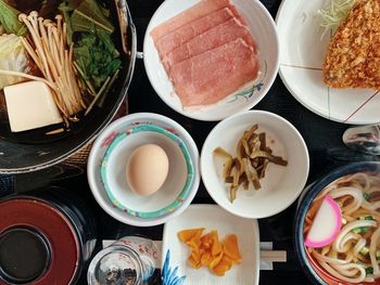 High angle view of food on table