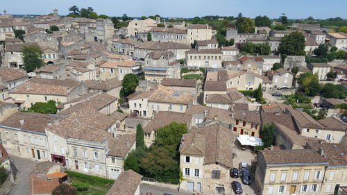 High angle view of townscape against buildings