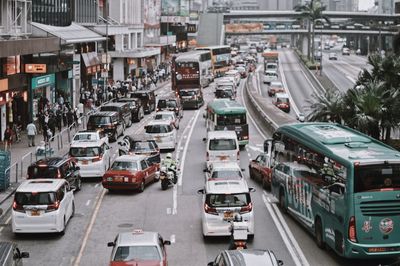 High angle view of traffic on city street