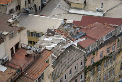 High angle view of sea gull on roof