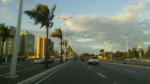 Road passing through city