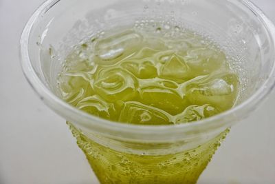 Close-up of ice cubes on table