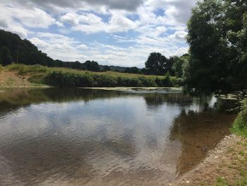 Scenic view of lake against sky