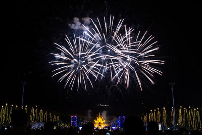 Low angle view of sky illumed with fire crackers