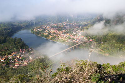 High angle view of cityscape against sky