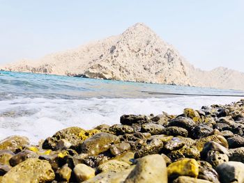 Scenic view of sea against clear sky