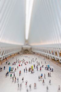 High angle view of people at home