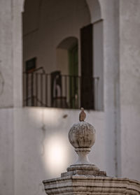 Statue against historic building