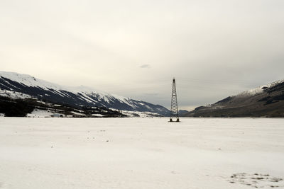 Scenic view of snow covered mountains against sky