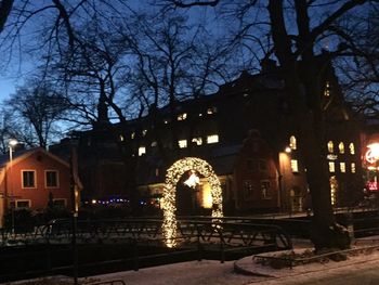 Illuminated building at night