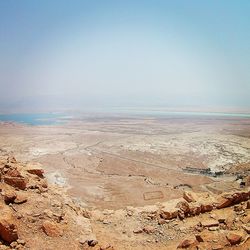 Scenic view of sea against clear sky