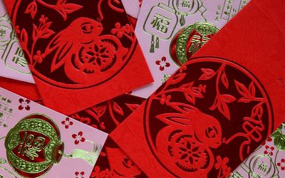 Close up of floral pattern on wall