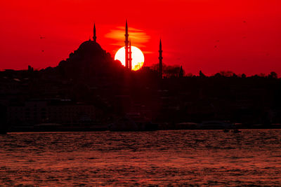 Silhouette of buildings during sunset