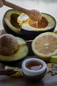 Close-up of food on table