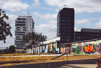 Multi colored buildings against sky