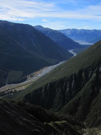 Scenic view of mountains against sky