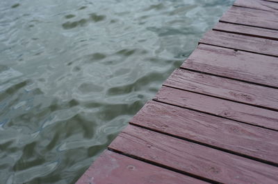 High angle view of pier over lake