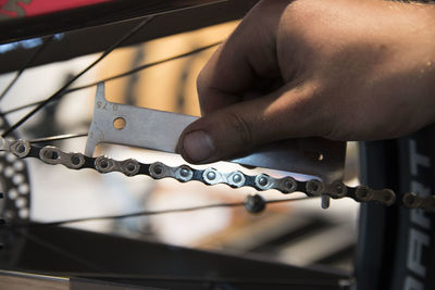 Bicycle or bike repair shop, fixing a flat tire and brakes