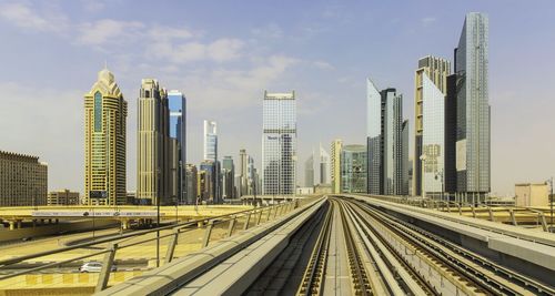 Railroad tracks in city