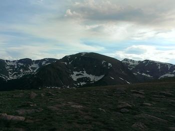 Scenic view of mountains against sky