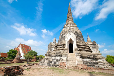 Exterior of stupa against sky