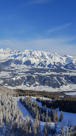 Snow-covered mountain landscape in the kaprun ski area austrian alps