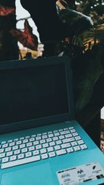 Close-up of laptop on table