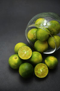 Close-up of fruits against black background