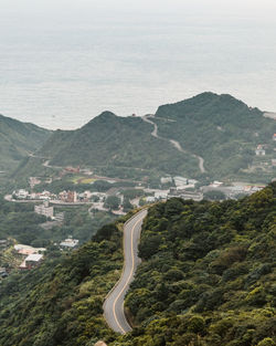 High angle view of mountain road