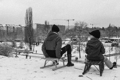 View of woman in city