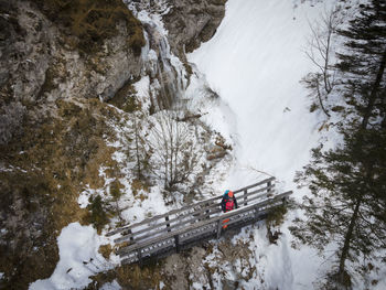 High angle view of snow covered mountain