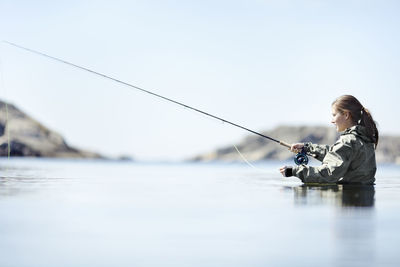 Woman fishing