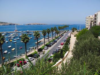 View of sea against blue sky