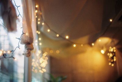 Defocused image of illuminated christmas lights