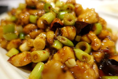 Close-up of meal served in plate