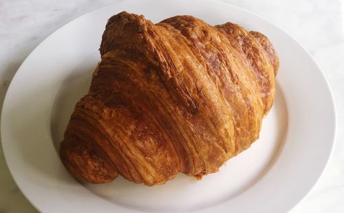 High angle view of bread in plate