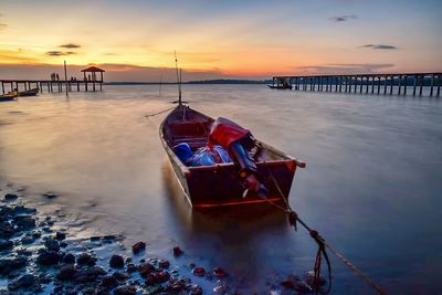 Scenic view of sunset over sea