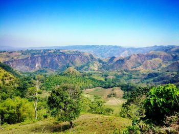 Scenic view of mountains against clear sky