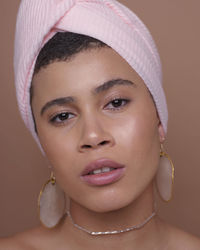 Close-up portrait of a beautiful young woman