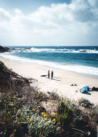 Scenic view of beach against sky