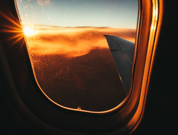 View of sky through airplane window