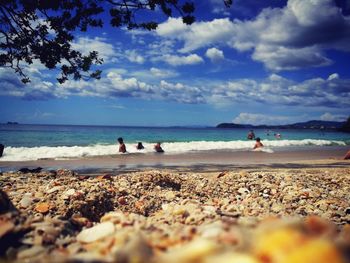 Scenic view of beach against sky