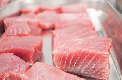 Close-up of seafood in tray