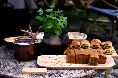 Medieval food on table