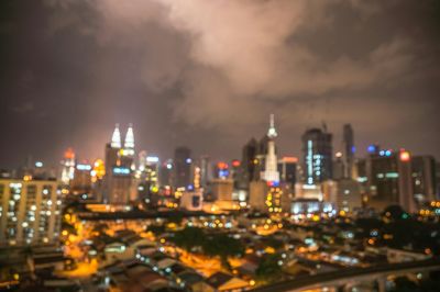 City lit up at night