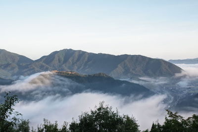 Scenic view of mountains against sky