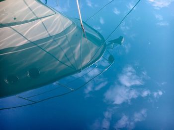 High angle view of sailboat in sea