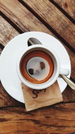 High angle view of coffee on table