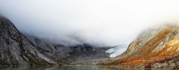 Scenic view of lake and mountains